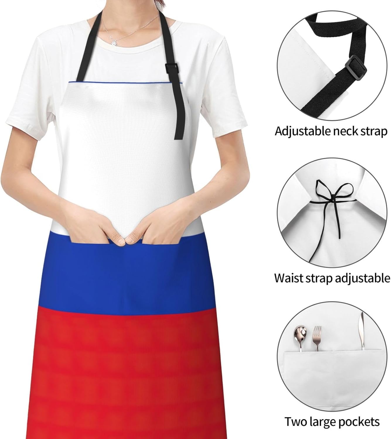 Russian Flag print Waterproof chef's apron with pocket apron for kitch