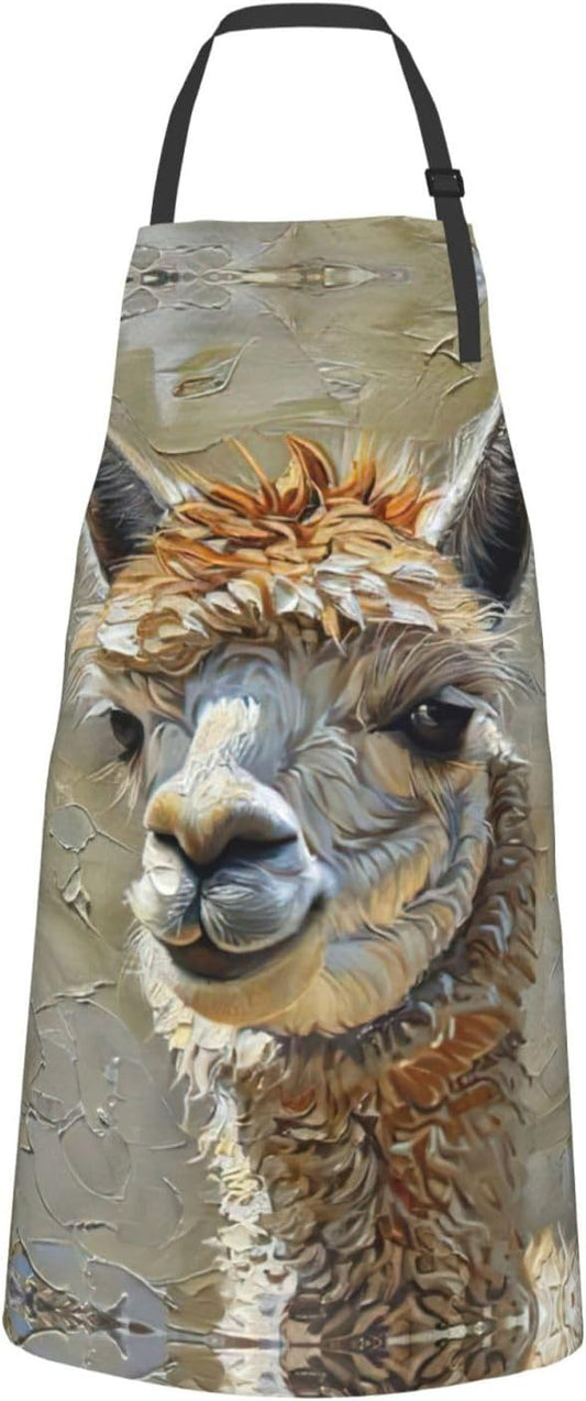 Alpaca Llama Print Laundry apron 28x33 In Waterproof Kitchen Apron wit