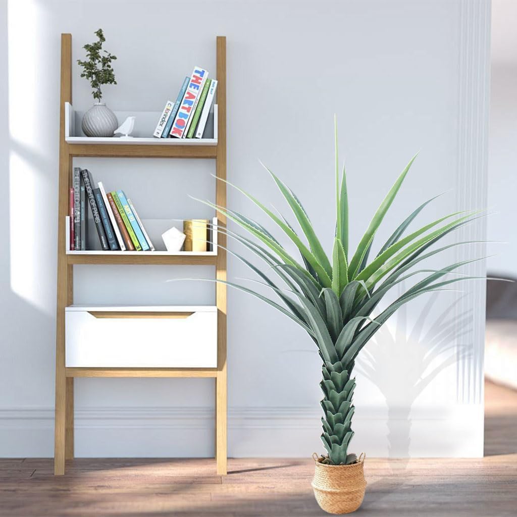 Tropical Plant Artificial - 4ft Fake Agave Plant for Indoor, Faux Spiked Agave Tree for Home, Office, Corner, Front Porch, Entryway, Patio, Pool, Outdoor Hotel Decor Greenery Tree Housewarming Gift