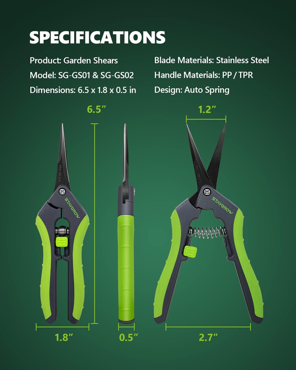 2pcs 6.5" Pruning Shears for Gardening, Ultra Sharp Garden Scissors fo