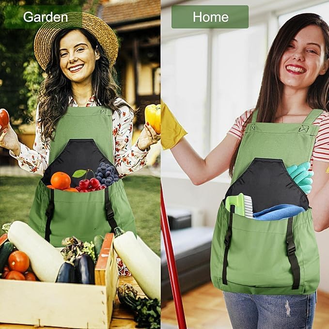 Osznmmg Gardening Apron with Pockets Gardening Apron for Harvesting Waterproof Adjustable Apron for Garden Mother's Day Gift