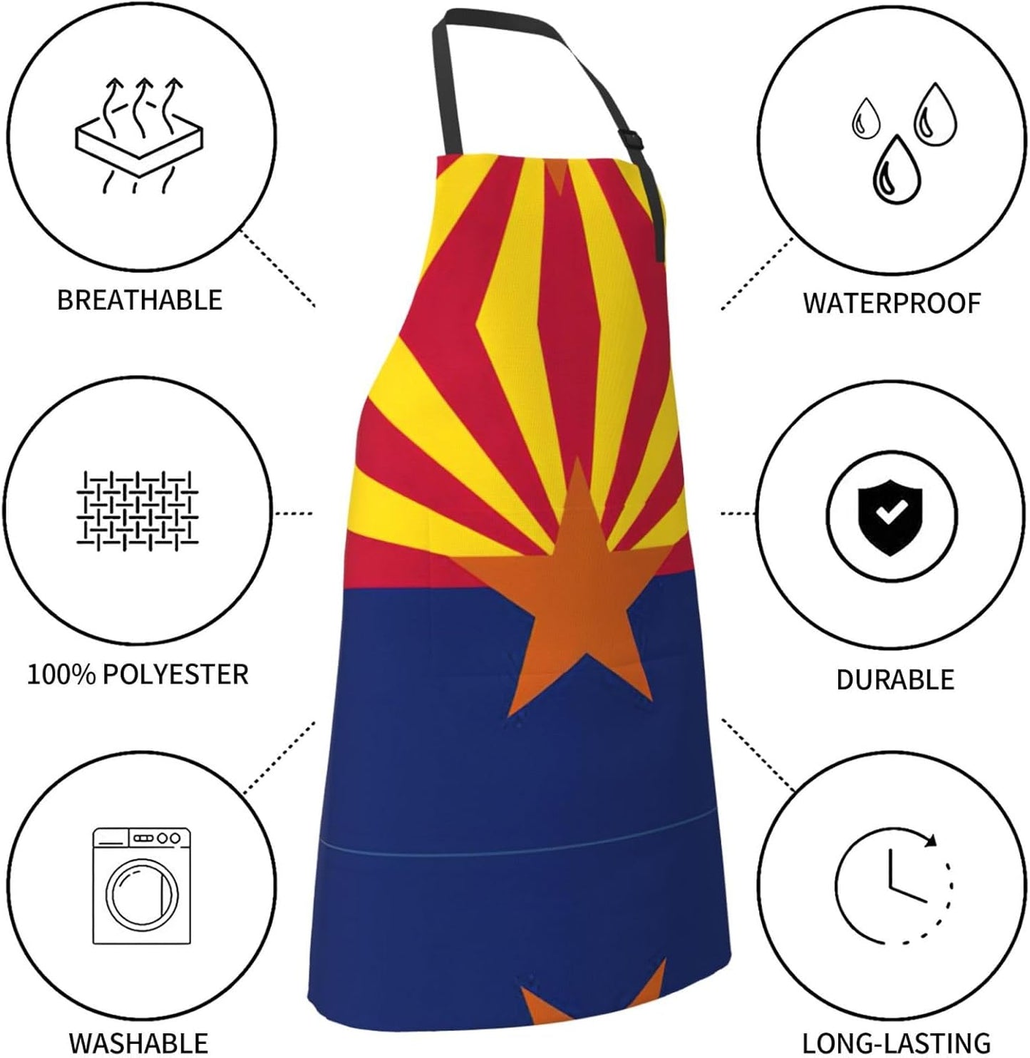 Arizona Flag print Waterproof apron with pocket adjustable cooking apron for adult kitchen bibs to bake