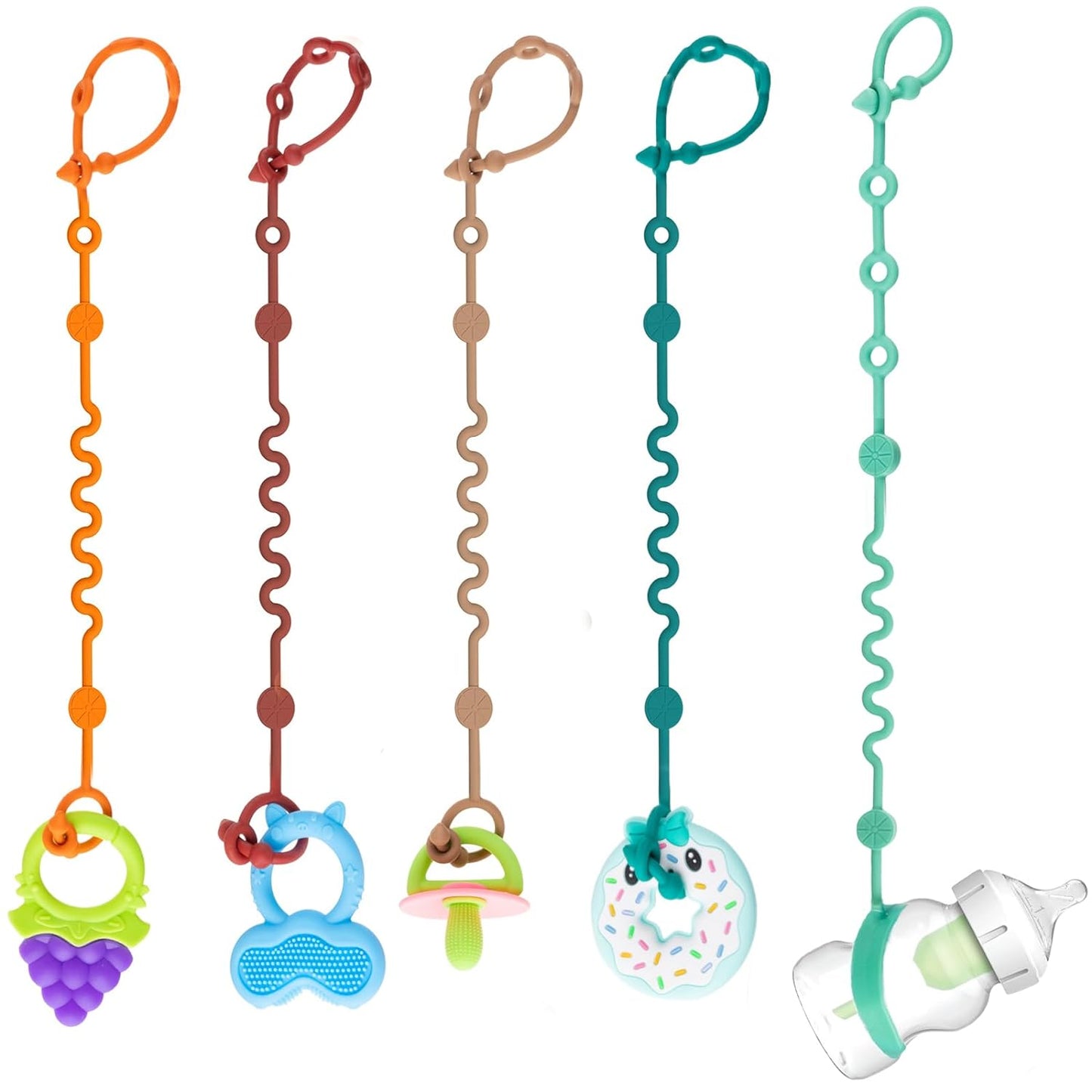 Toy Straps for Baby, 5pcs Adjustable Toy Holder for Stroller Accessori
