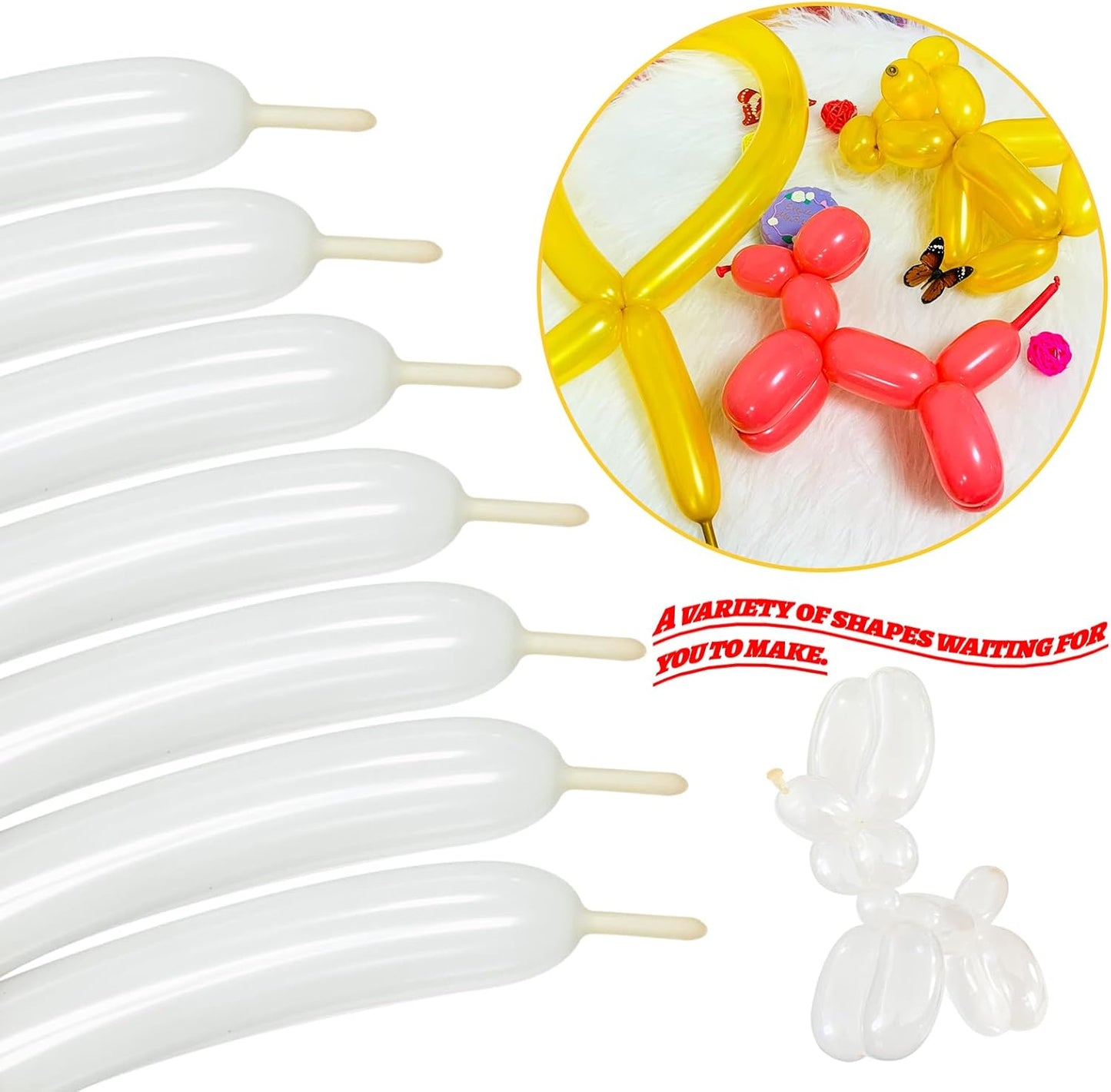 260 Balloons Clear Long Skinny Latex Balloon for Balloon Animals, 100Pcs Twisting Ballon Shine for Balloons Arch Party Supplies Weddings Birthday (Clear)