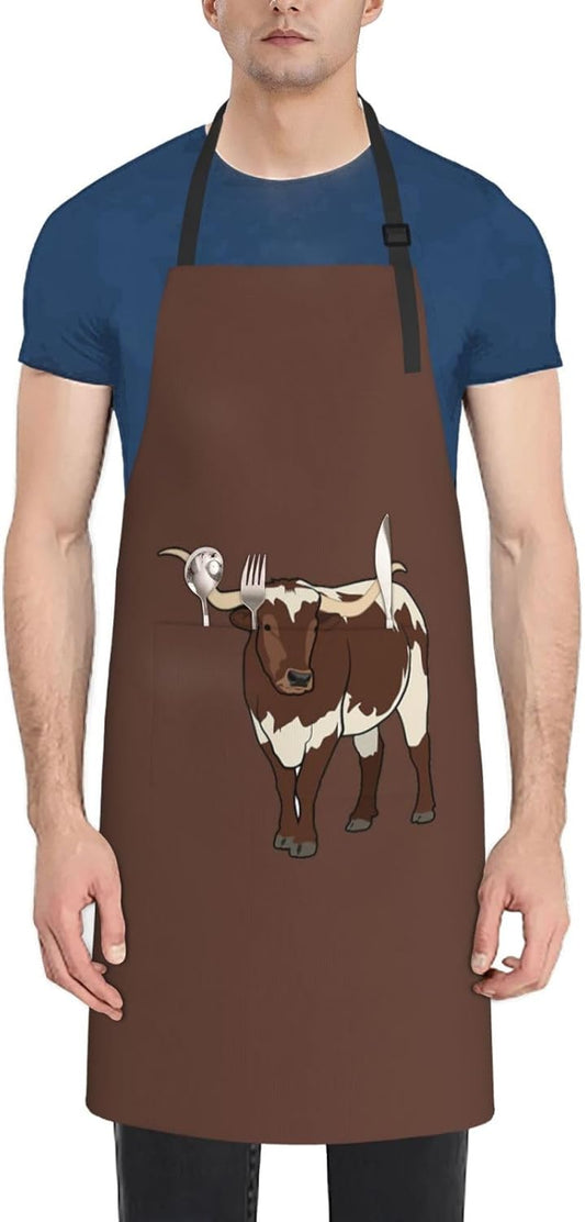 Animal cow print Waterproof apron with pocket adjustable cooking apron for adult kitchen bibs to bake