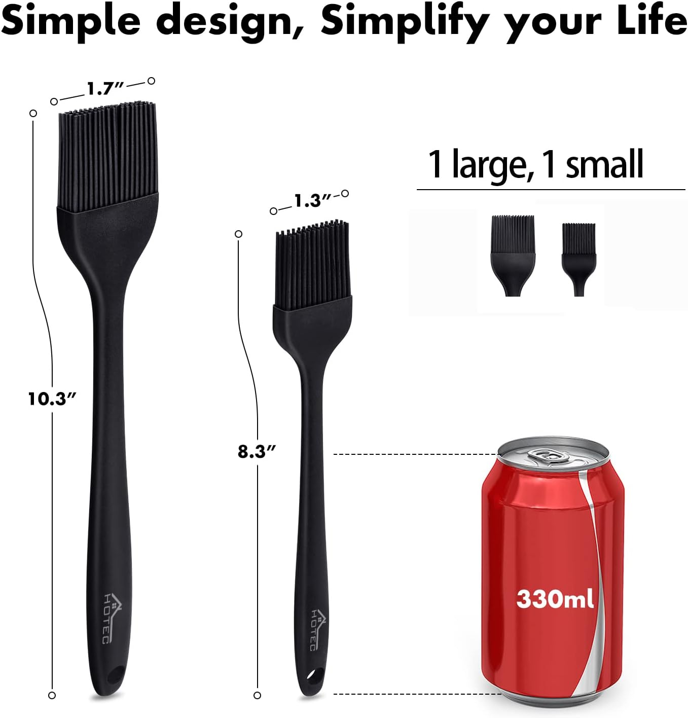 HOTEC 600℉ Heat Resistasnt Basting Brushes, BPA Free Silicone Pastry B