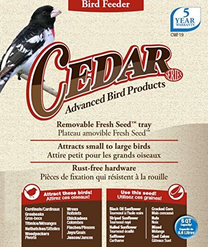 Nature's Way CWF19 Cedar Hopper Bird Feeder with Suet Cage, 6-Quart