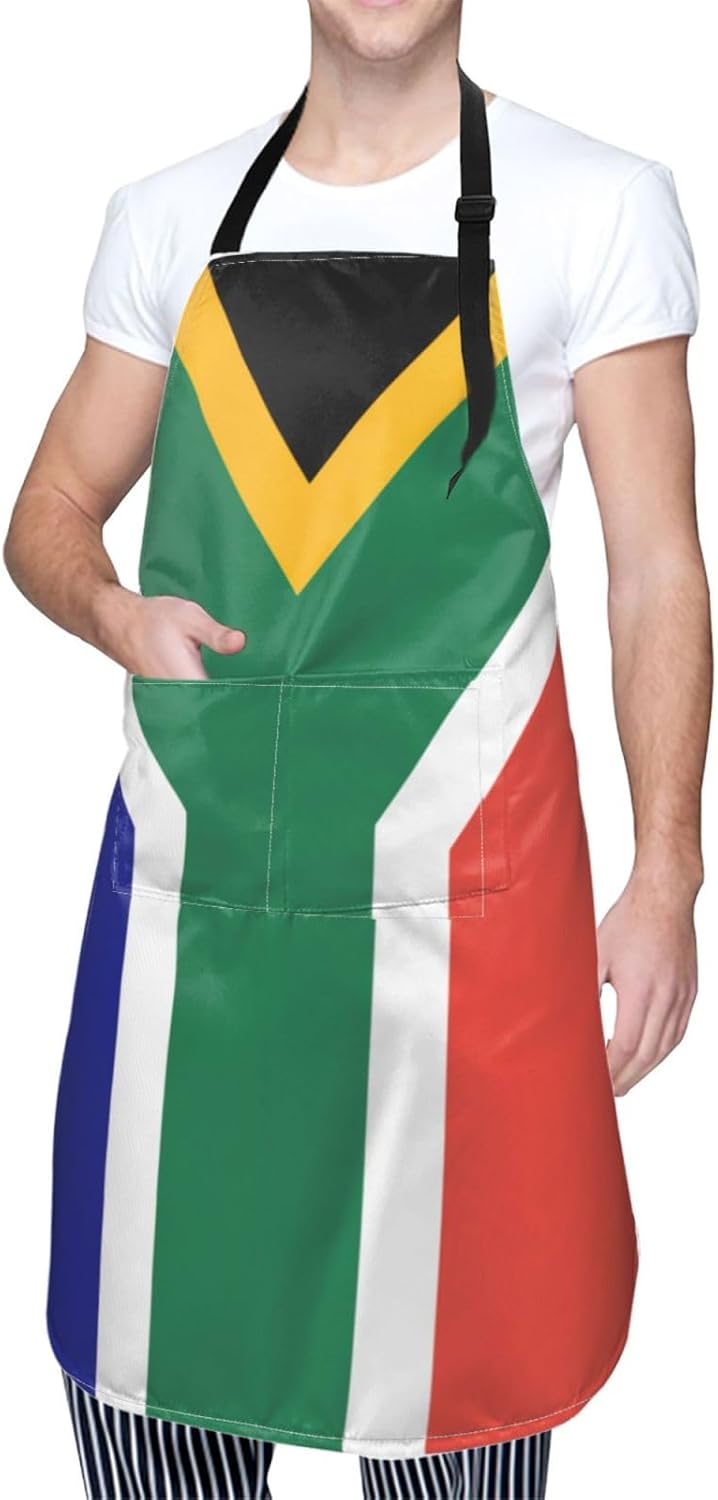 South African flag print Waterproof chef's apron with pocket apron for