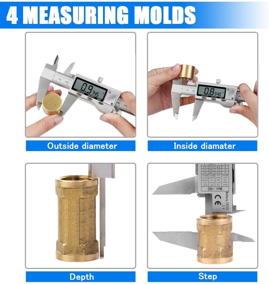 Digital Caliper Measuring Tool, Stainless Steel Vernier Caliper Digita