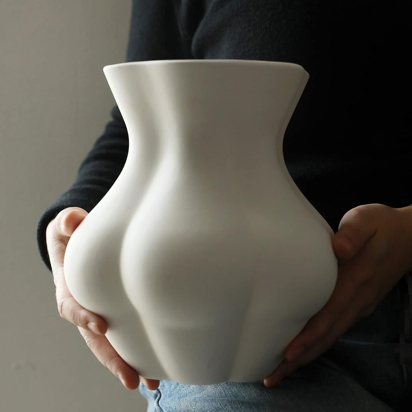 Body Plant Pot Butt Vase,Modern Design White Ceramic Vases for Home Decor (Body Vase)