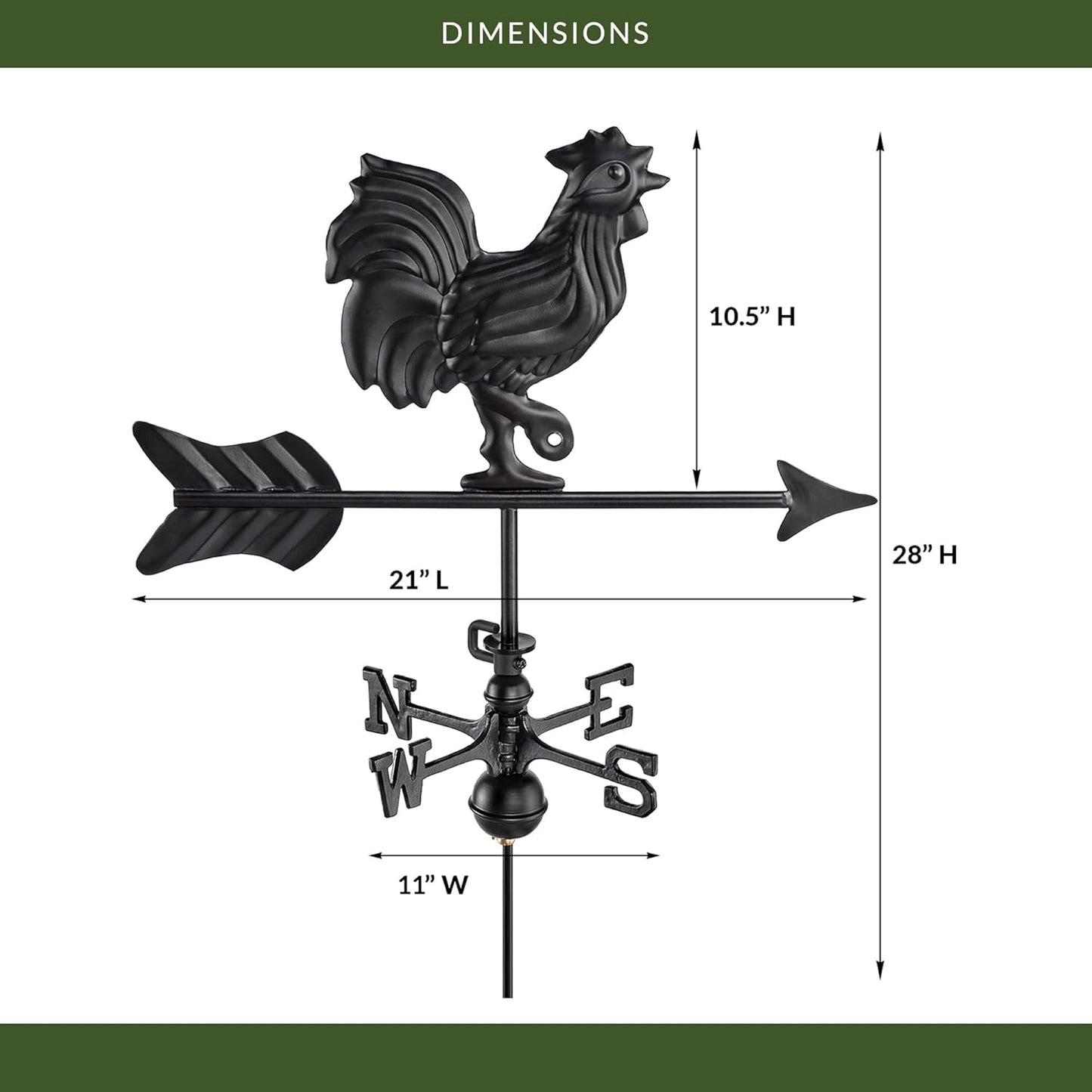 Good Directions Shed Size Rooster Weathervane