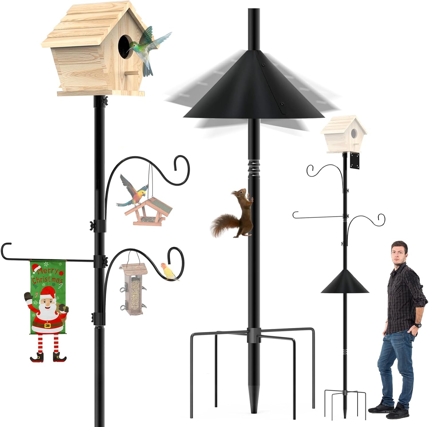 Bird Feeder Pole 118 Inch,Bird House Pole Mount Kit with Squirrel Proo