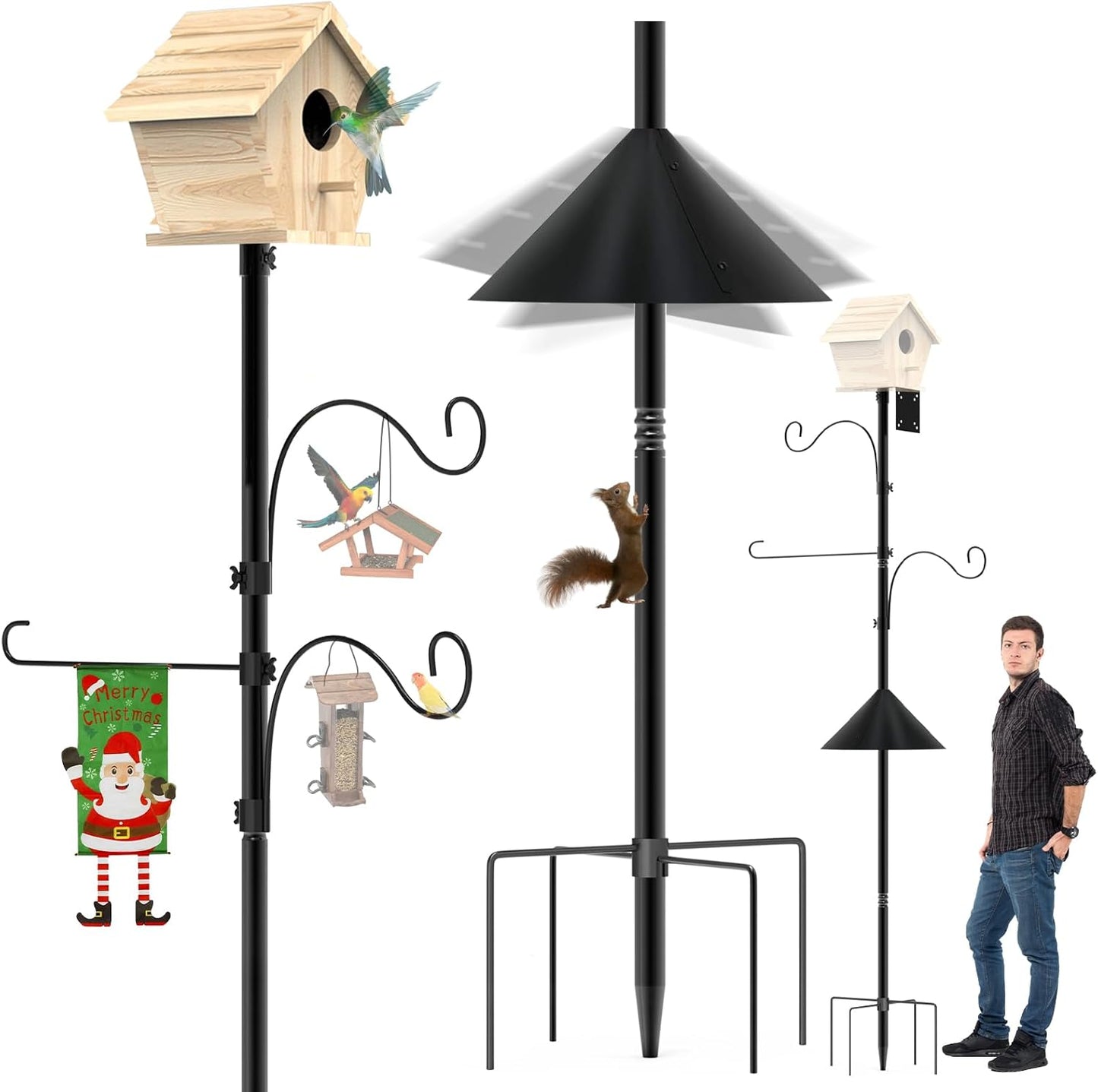 Bird Feeder Pole 118 Inch,Bird House Pole Mount Kit with Squirrel Proof BafflePresent for Mom,Good Luck Elephant Outdoor Statue Decorations,Funny Patio and Outdoor Yard Decoration