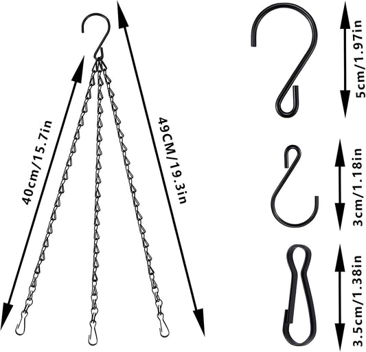 Hanging Chains for Planters Bird Feeders, 19.3 Inches Black Hanging Baskets Chain Sets for Outdoor/Indoor Lanterns Billboards Chalkboards Wind Chimes and Decorative Ornaments