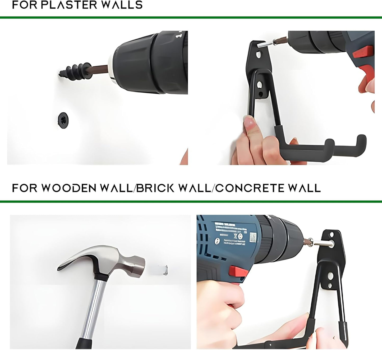 Garage Hooks, Wall Mount Heavy-Duty U Shaped Hook with Anti-Slip Coating, Utility Steel Wall Storage Hooks for Organizing Power Tool Garage Garden Tools, Car Accessories