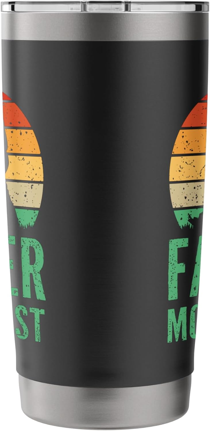 Retro Sunset Father Mows Best Gardener Dad Lawn Care Stainless Steel Insulated Tumbler