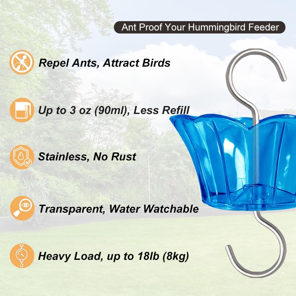 Ant Moat for Hummingbird Feeder - 3 OZ x 2 Pack Insect Guard with Larg
