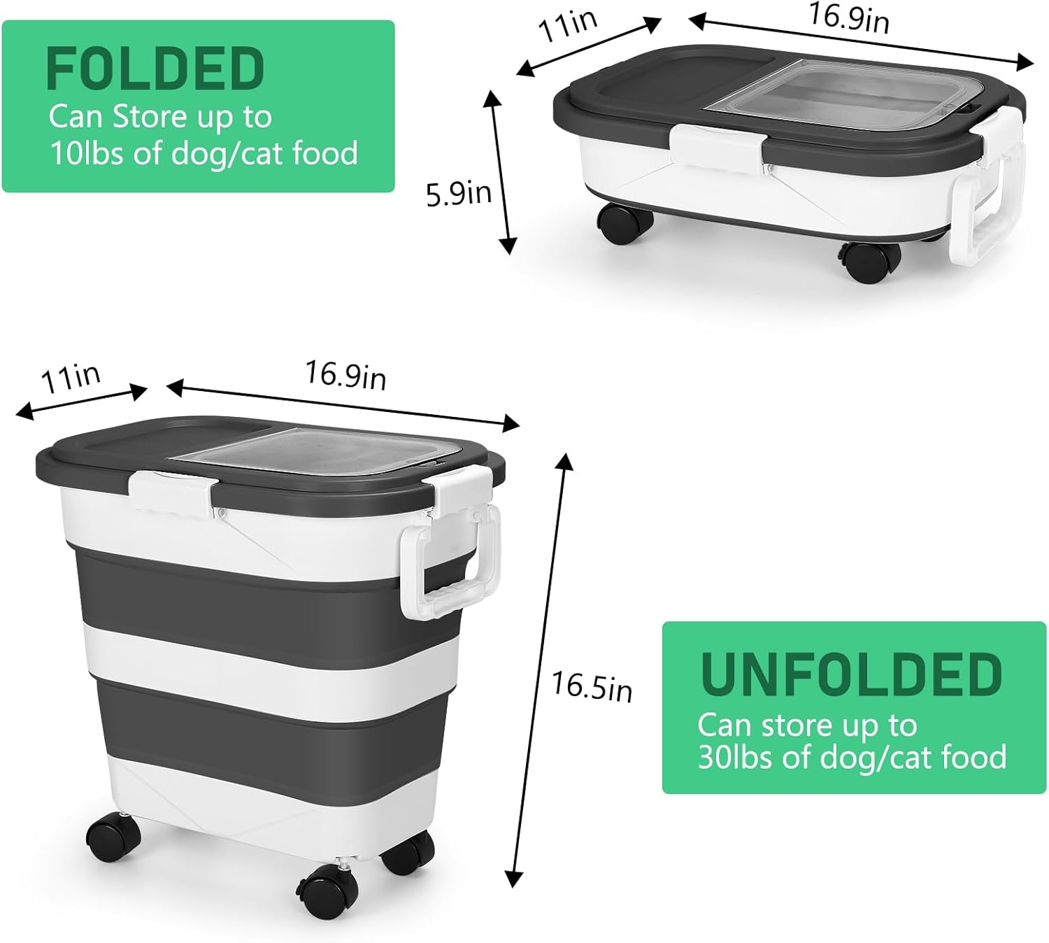 ShineMe Dog Food Storage Container, 30 Lbs Collapsible Food Storage Co