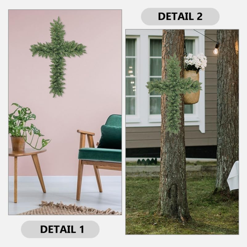 2pcs Wire Frame Wreath Ring Easter Cross Wreath Frame Cross Floral Wreath Form Floral Wreath Frame Front Door Garland Tinsel Cross Shaped Wreath Rack Iron The Cross Making Tools, Black