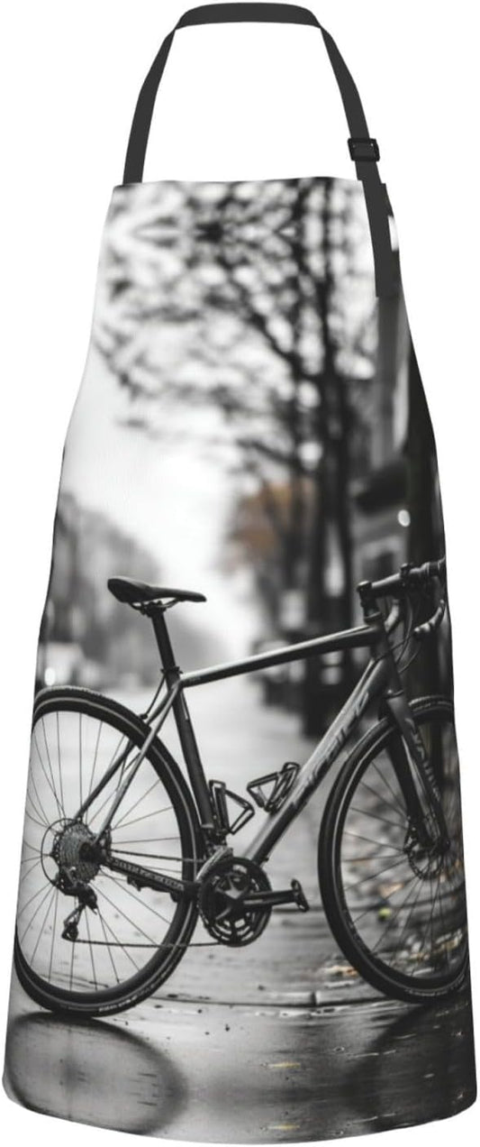 Car and bicycle print Waterproof apron with pocket adjustable cooking apron for adult kitchen bibs to bake