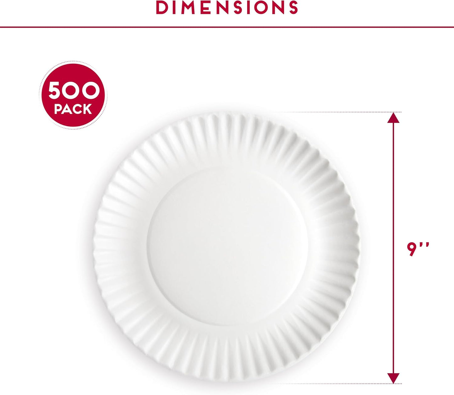 9-Inch Disposable Paper Plates - 500 Count - Bulk Pack of Uncoated Paper Plates for Everyday Use - Dinnerware for Meals, Parties And Picnics