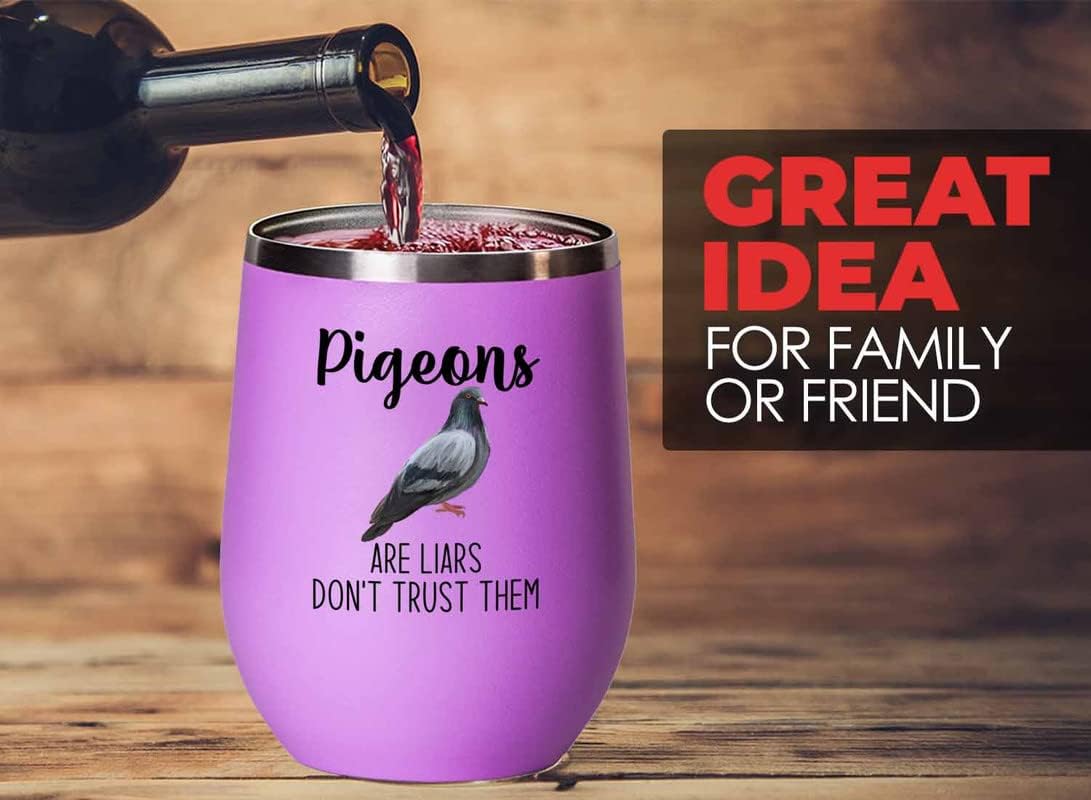 Bird Lover Pink Edition Wine Tumbler 12oz - Don't Trust pgeon - Hummin