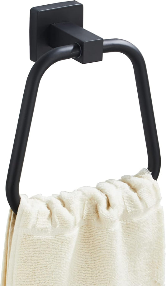 Matte Black Towel Ring for Bathroom, Kitchen Bath Towel Holder Hangers