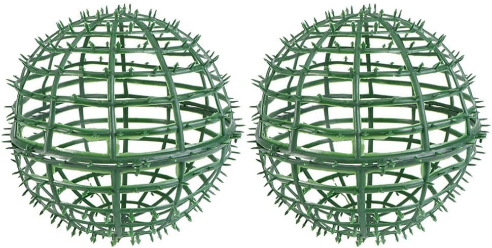 Amosfun 2Pcs Artificial Topiary Ball Frames 7.87 Inch Plastic Flower Arrangement Ball Stand Decorative Grass Rack for Garden Wedding Party Home Decor