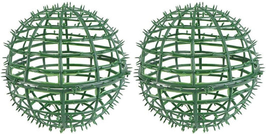 Amosfun 2Pcs Artificial Topiary Ball Frames 7.87 Inch Plastic Flower Arrangement Ball Stand Decorative Grass Rack for Garden Wedding Party Home Decor