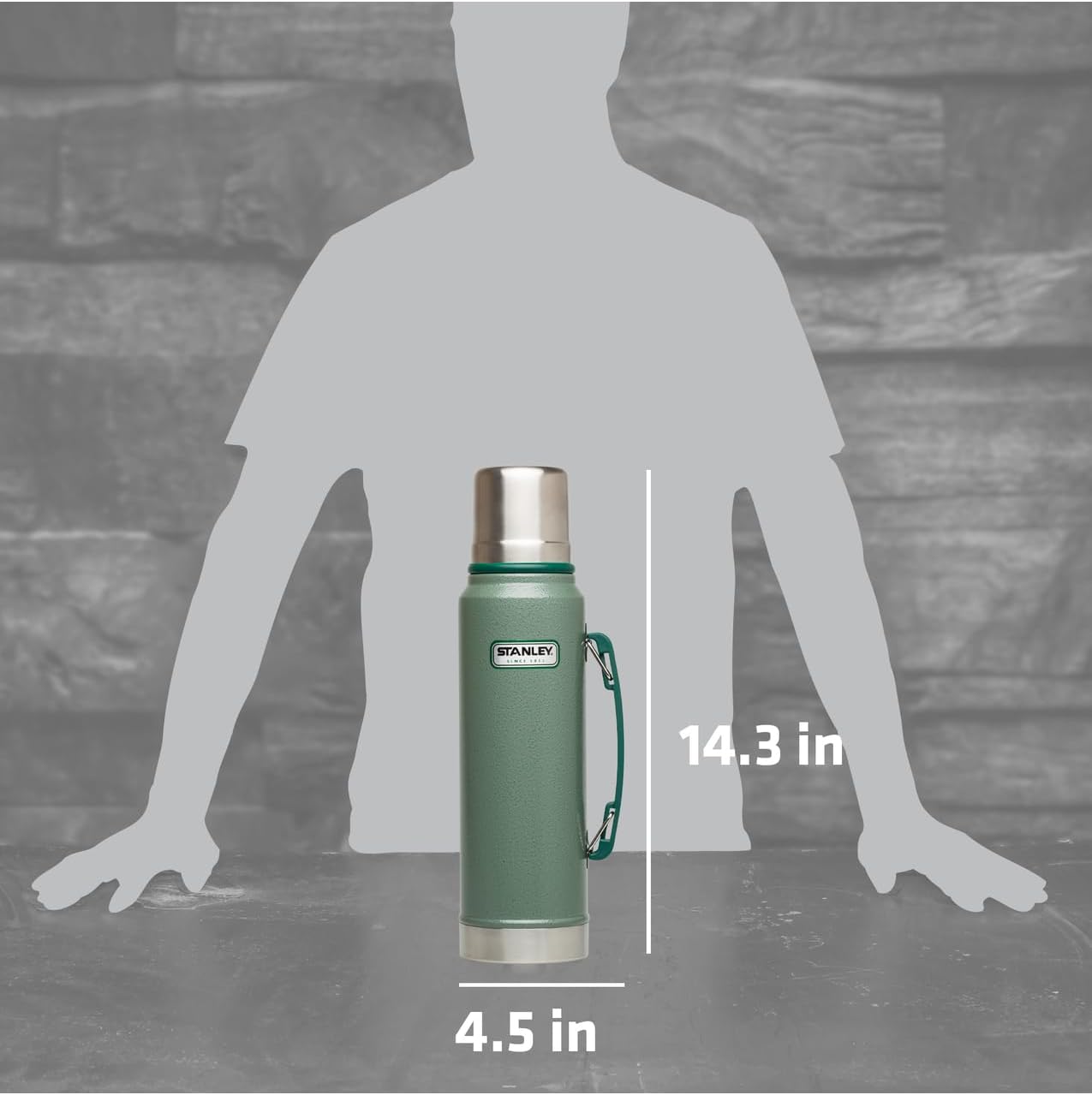 Stanley Heritage Classic Vacuum Bottle with Handle 1.1 qt | Wide Mouth