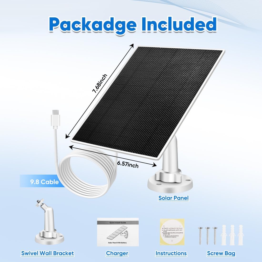 3W Solar Panel for Bird Feeder, Continuously 3W Power with Battery Sup