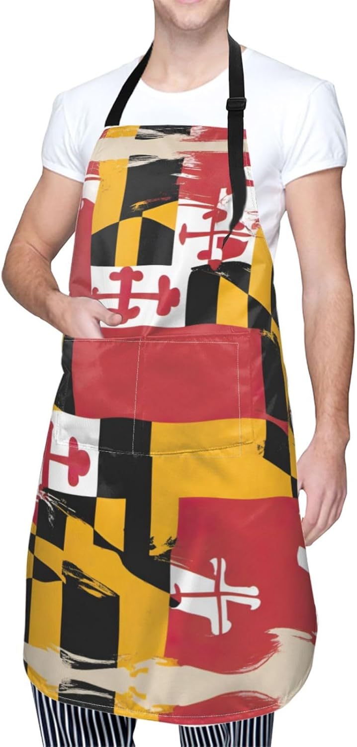 maryland flag Print 28x33 In Adult Kitchen Apron with Pockets Versatil