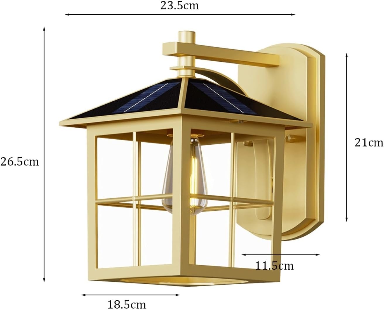 Solar Outdoor Wall Lantern, Solid Brass Copper Lamp with Glass Shade, Waterproof Dusk to Dawn Exterior Fixture for Luxury Porch Patio Villa Garden Entryway Terrace Gate Path Cottage