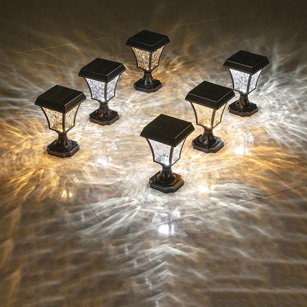Creative Solar Pillar Light Outdoor Home Waterproof Garden Wall Modern Simple Villa Fence Gate Post Patio Porch Street Lantern Column Lamp Decoration