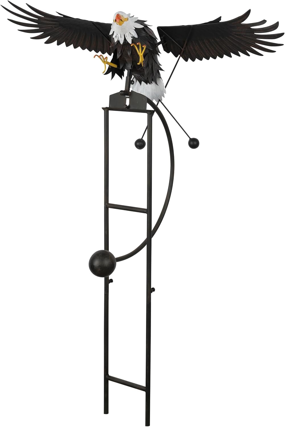 Alpine Corporation - Outdoor Metal Rocking Eagle Garden Stakes - Dynamic Flapping Wings Design, 56-in Tall, Black