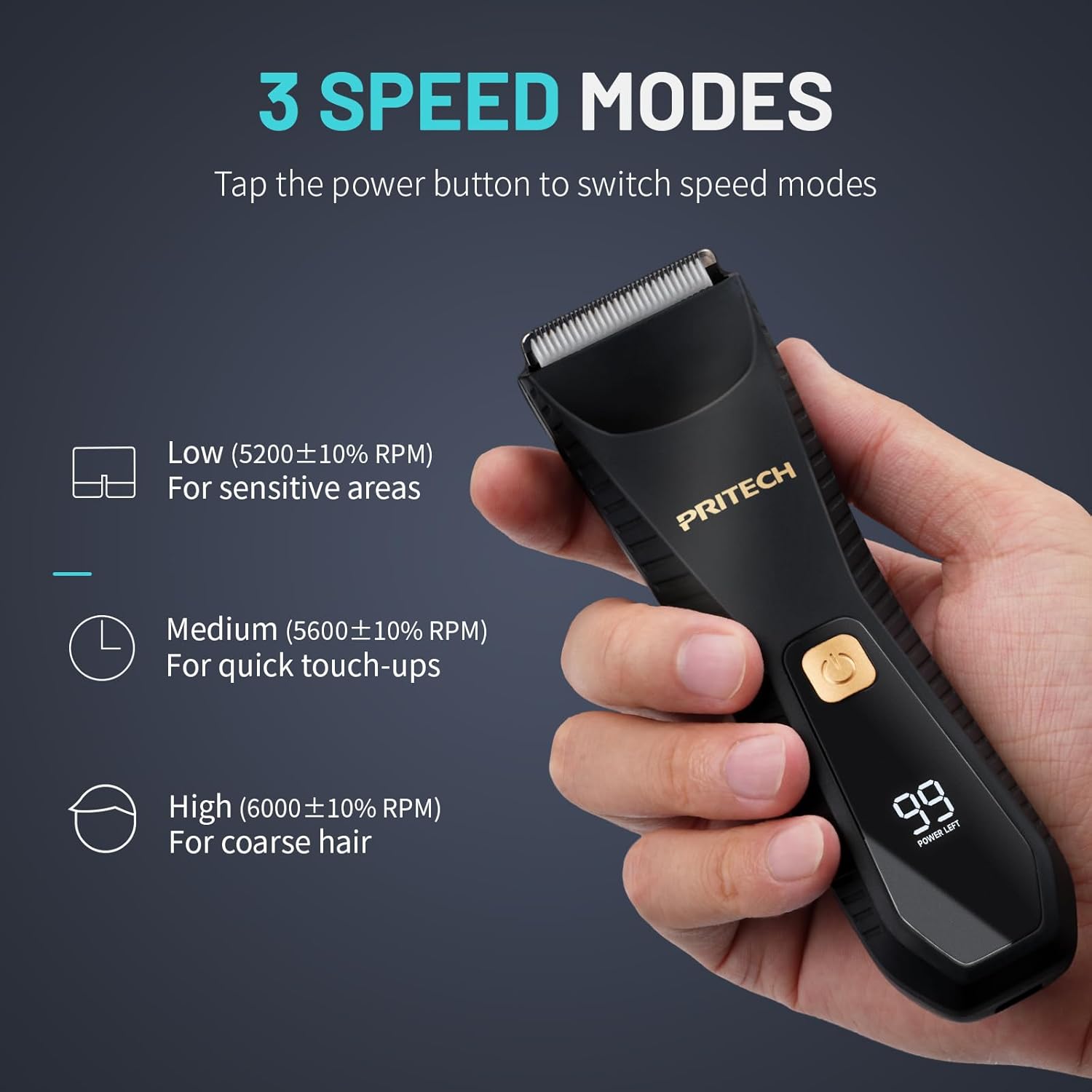 PRITECH Manscape Body Hair Trimmer for Men - Waterproof Pubic Hair Bal