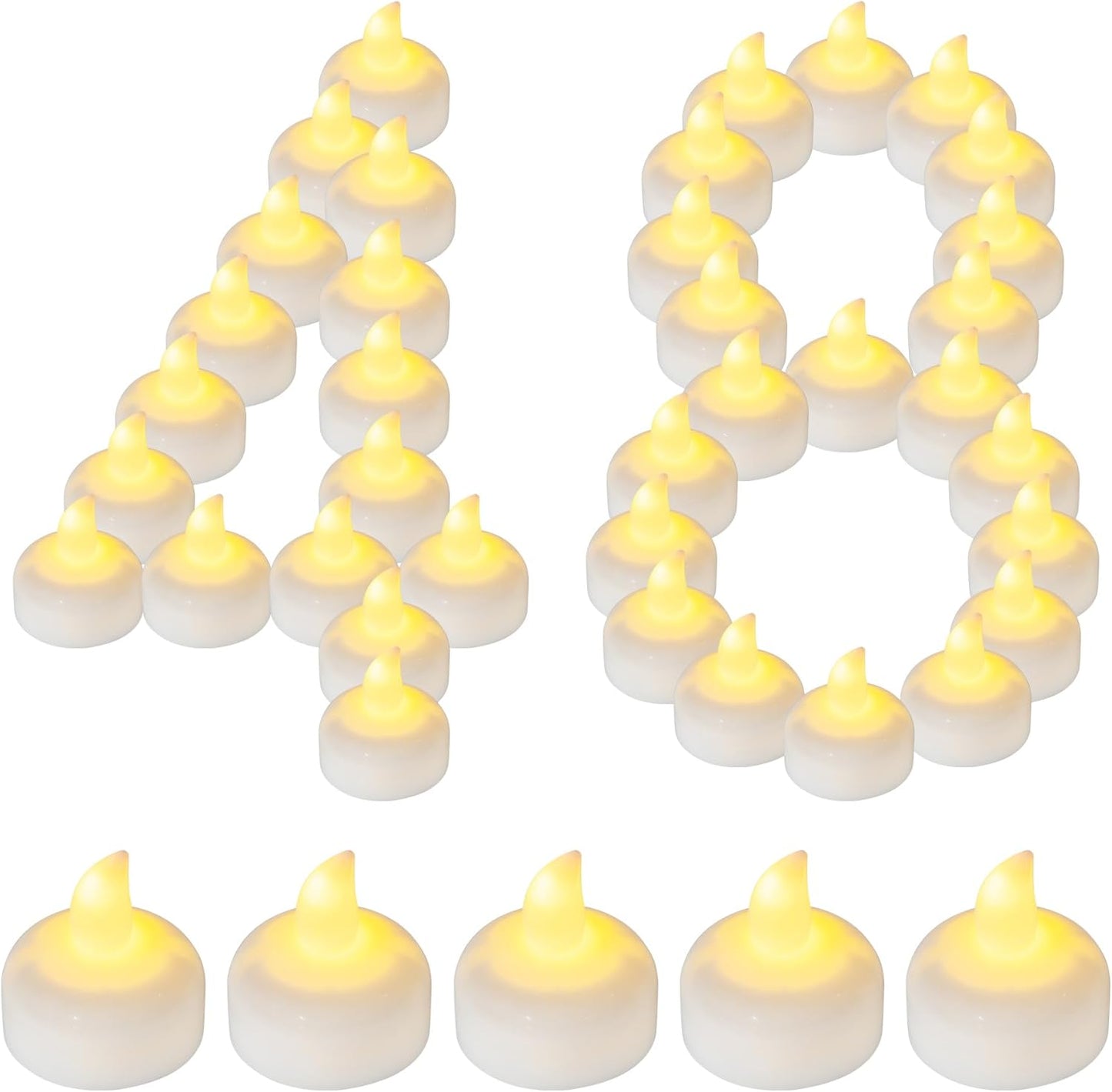 48 Pack Waterproof LED Floating Tea Lights, Flameless Flickering Battery Operated Outdoor Tealight Candles, White Water LED Votive Candles Bulk for Wedding Centerpiece Vase Halloween Decorations