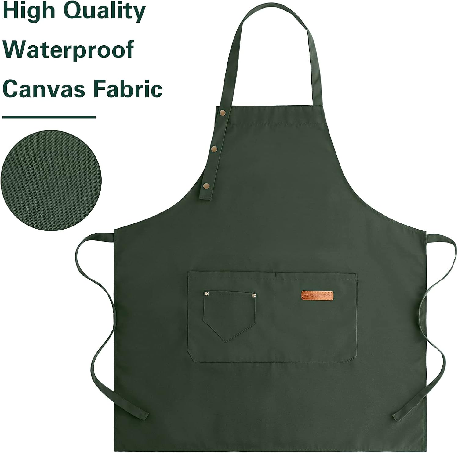 Apron for Men Women with Adjustable Straps and Large Pockets, Canvas C