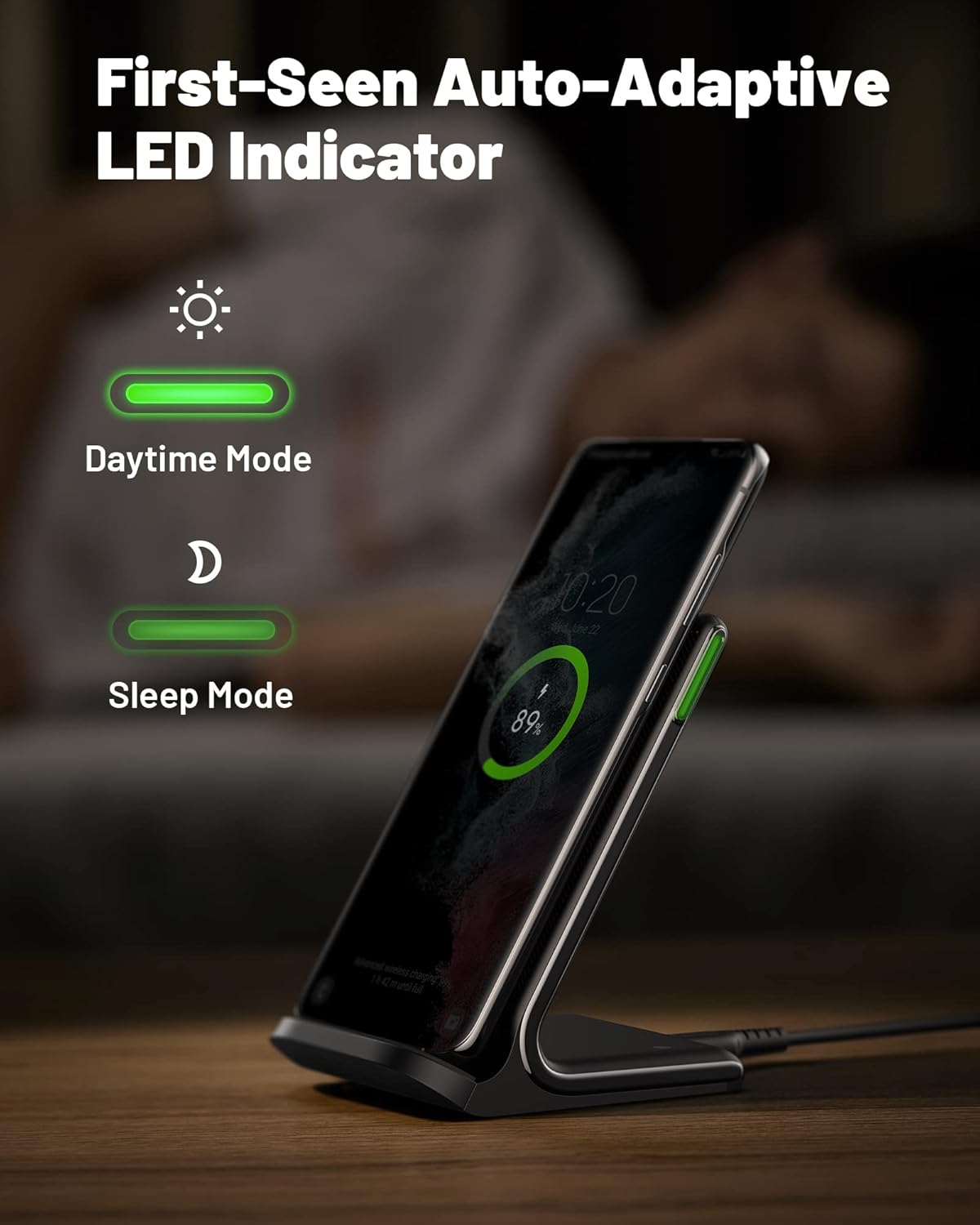INIU Wireless Charger, 15W Fast Wireless Charging Station with Sleep-F