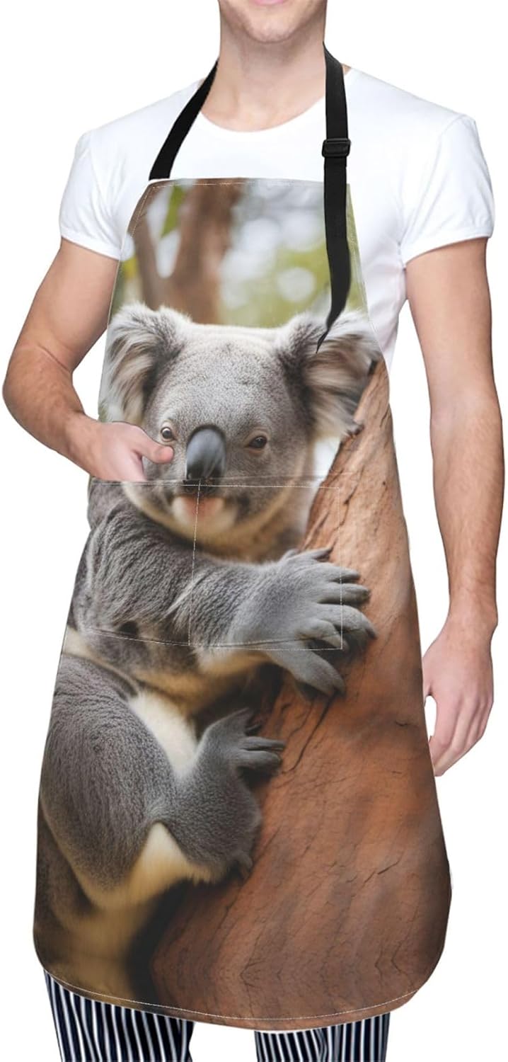 Hugging tree koala 1 print Waterproof chef's apron with pocket apron f