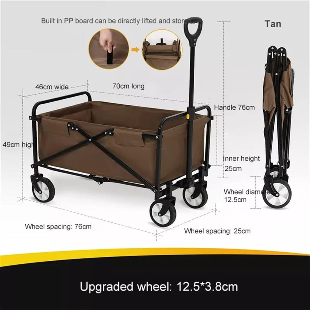 JSEIAJB Camping Cart 80L Folding Trolley Portable Ultralight Shopping 