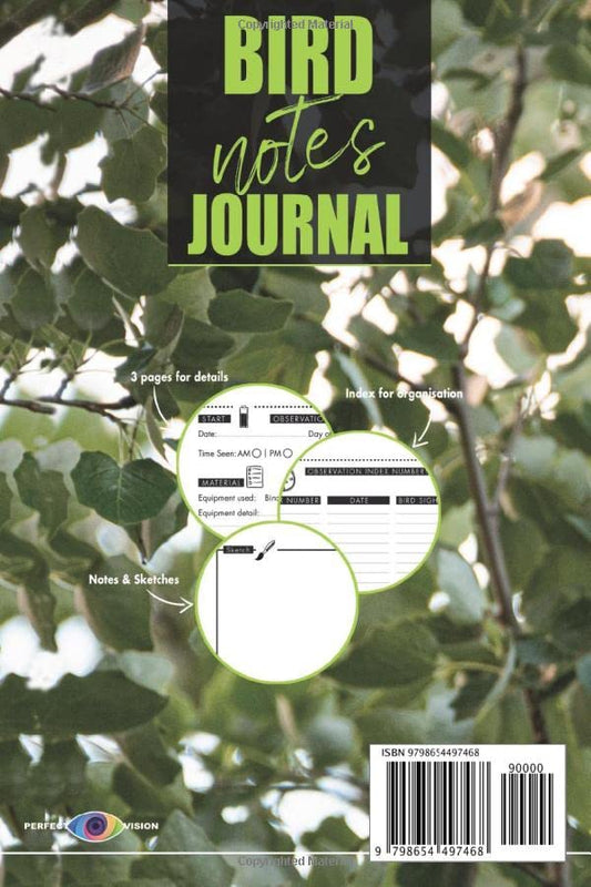 Bird Note Journal - To note, memorize, observe: Note and observe species list count | Discovery and Nature | Walks and Photographs | Soft cover | Convenient size 15x22 cm | 120 pages