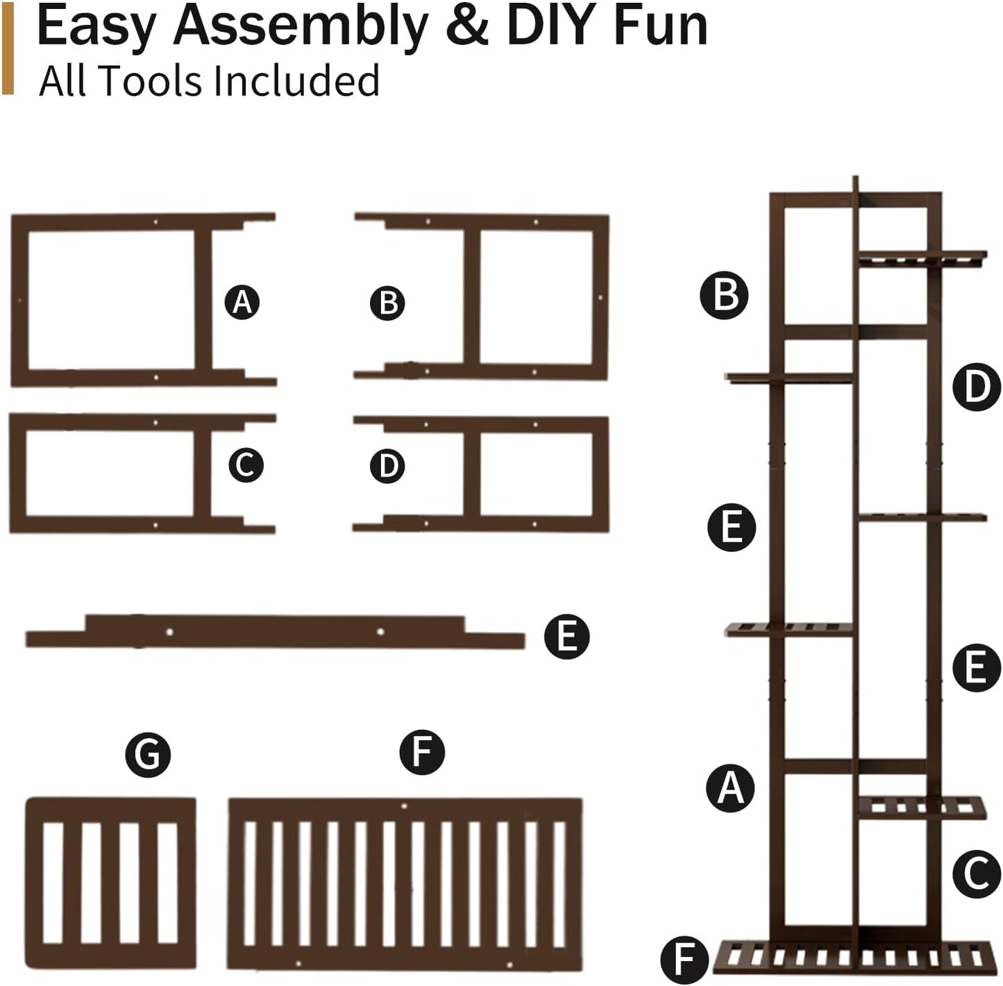 DolceLuna Plant Stand Indoor 6 Tier, Bamboo Plant Shelf Corner Display