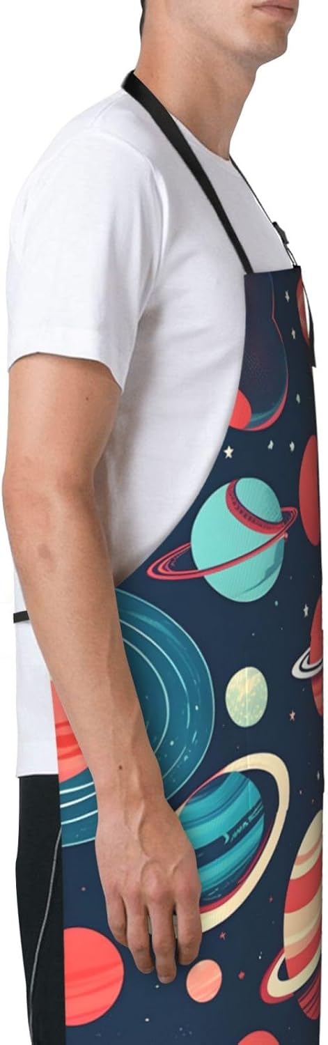 Outer Space Planets Print Laundry apron 28x33 In Waterproof Kitchen Ap