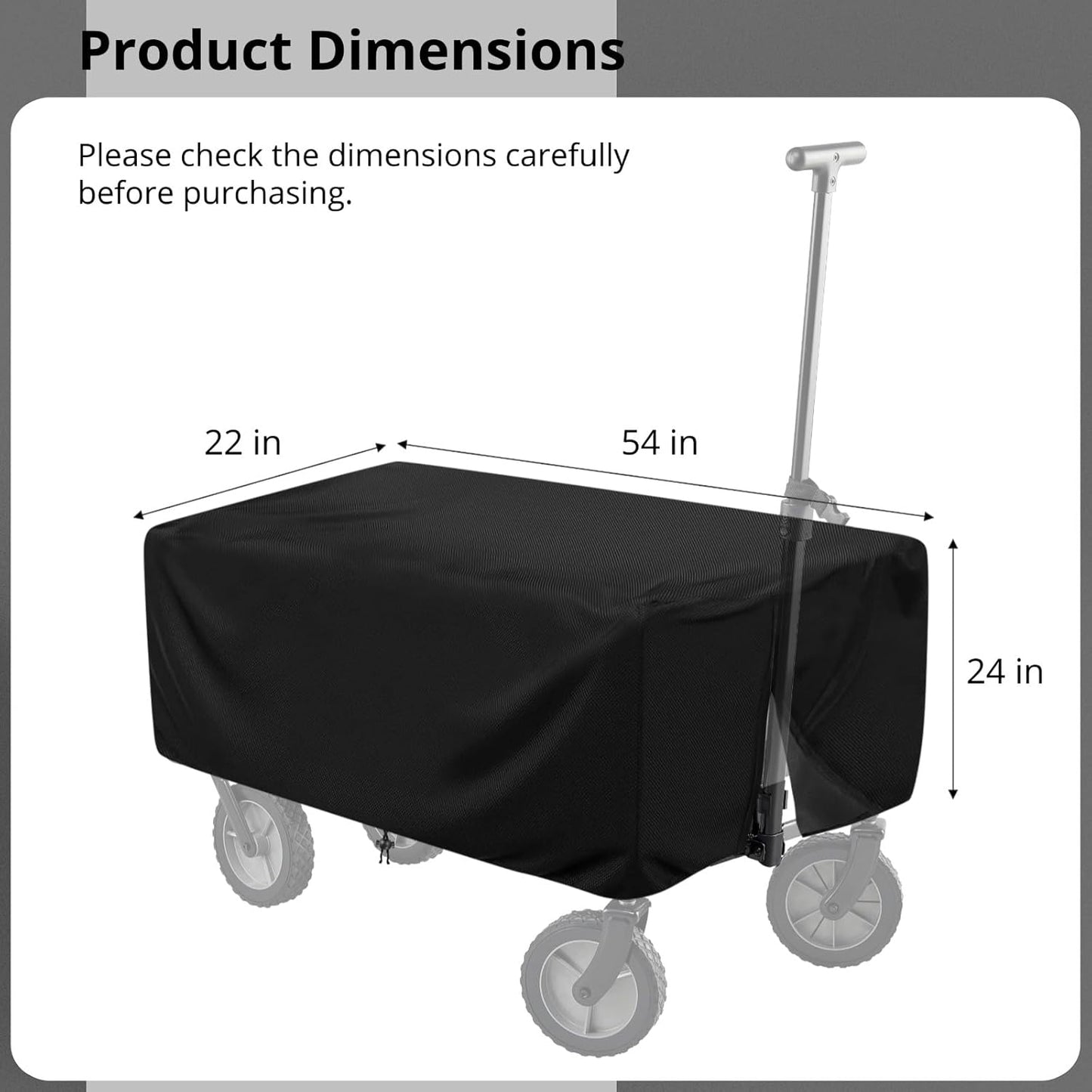 Extended Outdoor Folding Wagon Cover, 600D Oxford Cloth Protective Cover, 54×22×24" Waterproof Garden Cart Covers Heavy-Duty Dust-Proof Collapsible Wagon Carts