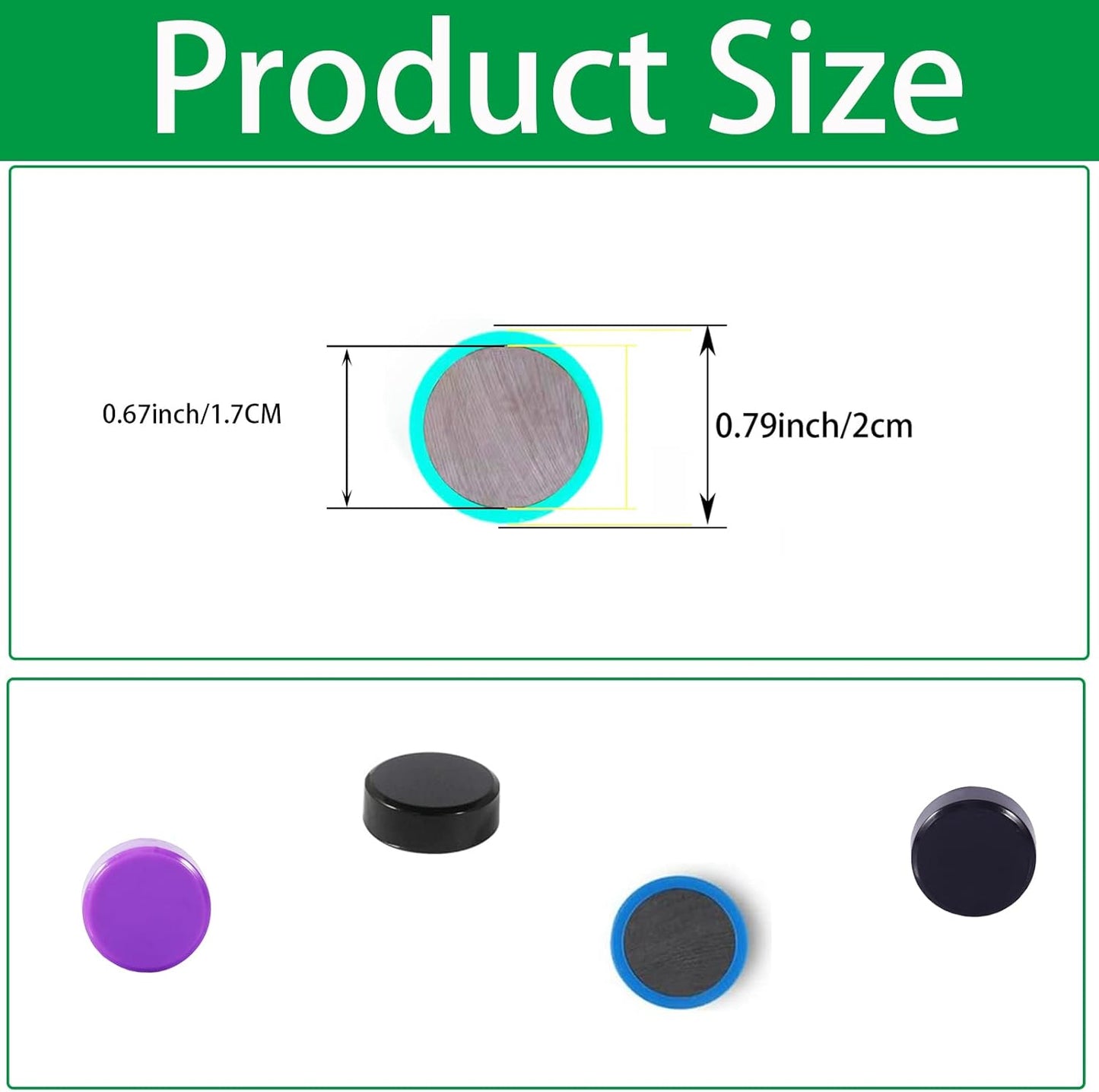 Fridge Magnet - 20 Pack 10 Colors Refrigerator Magnets, Mini Strong Magnets for Whiteboard, Locker & Map- Colorful Round Cute Small Magnets for Kitchen, Office, Classroom, School (Assorted)