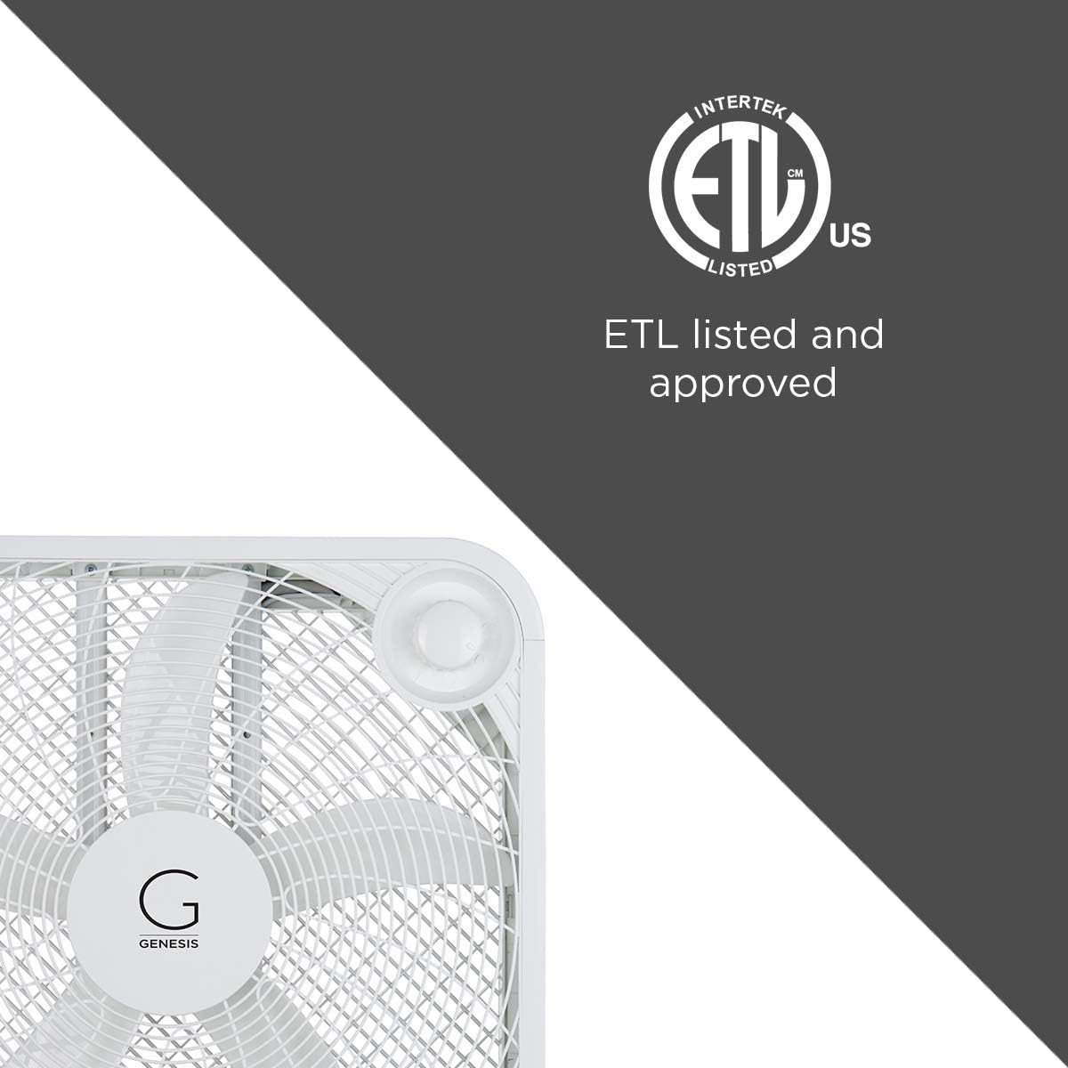 Genesis 20" Box Fan, 3 Settings, Max Cooling Technology, Carry Handle,