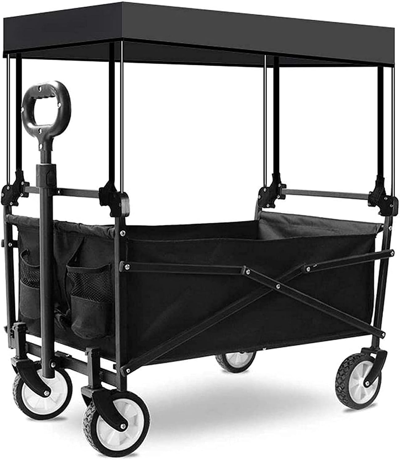 Portable Camping Cart,Push and Pu Folding Wagon with Canopy A-Field Coapsible Beach Wagon Outdoor Garden Cart Portable Hand Cart for Grocery ping Picnic Yard