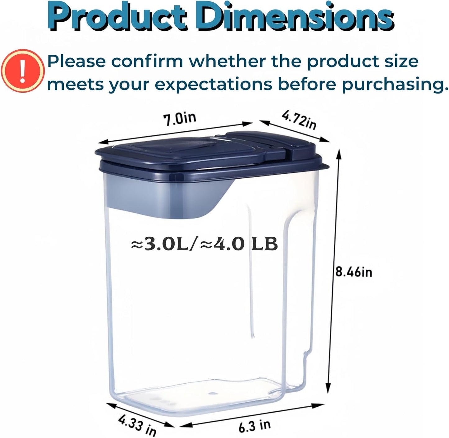 3L/100oz Bird Seed Storage Container,Pet Food Storage Containers with Pour Spout,Cereal Dispenser,Holds up to 3~4Lbs-Easy Grip and Fill Bird Feeders-Ideal for Storing Sunflower Seed