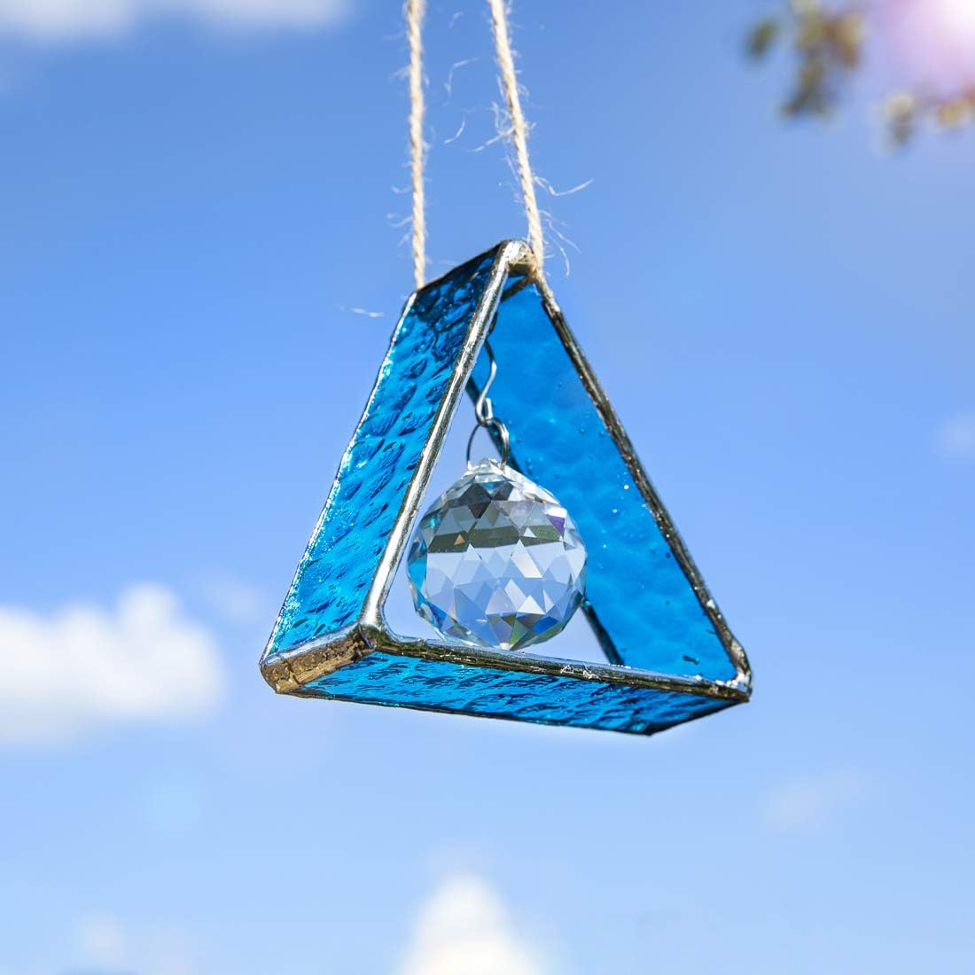 H&D HYALINE & DORA Stained Glass Window Sun Catcher Hangings Pyramid C